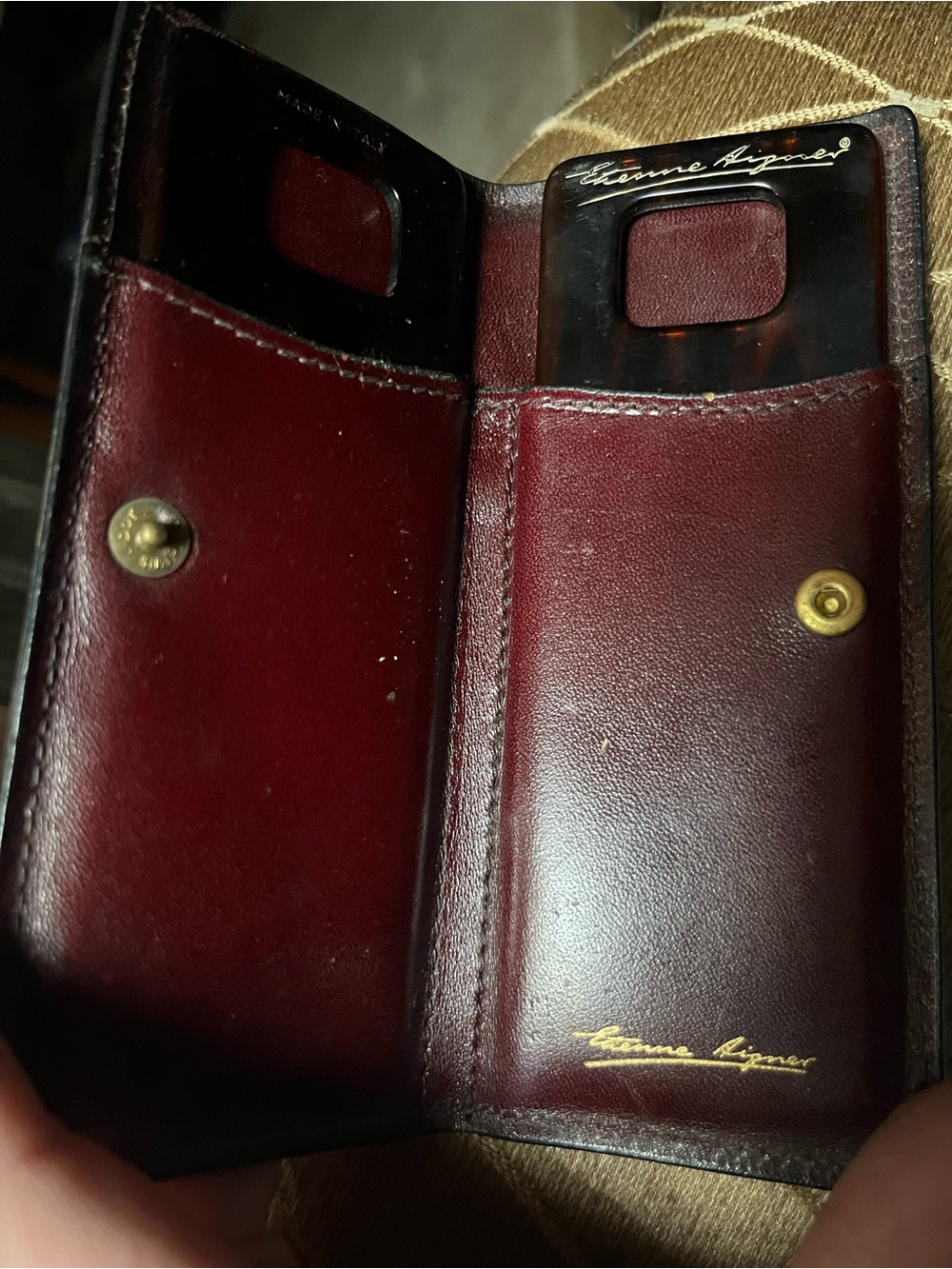 Etienne Aigner Burgundy Leather Hair Care